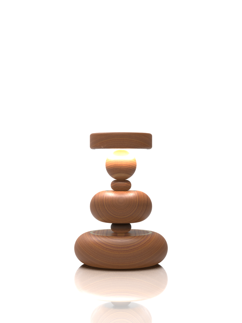 aikya table lamp by advit design lab - made of teak wood and brass rings