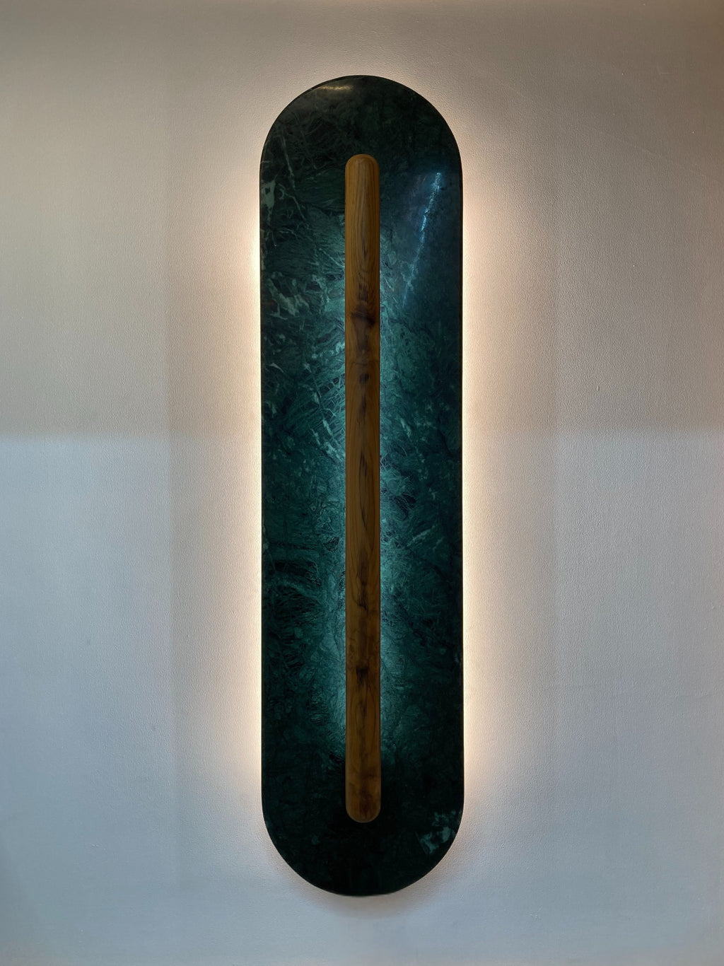 Vanas Wall Lamp made from indian green marble and teak wood